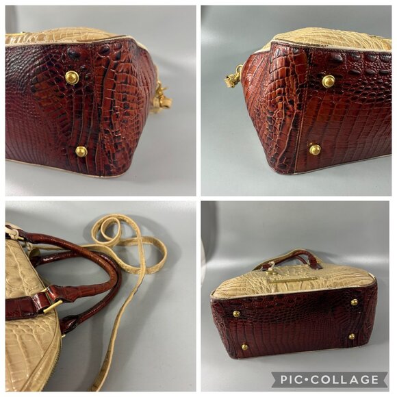 Brahmin Hudson Croc Embossed Leather Twill Tri- Texture Satchel - Picture 15 of 15